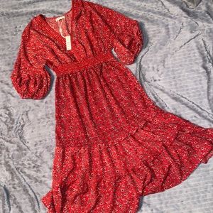 NWT Max Studio Red Ruffle Dress Small